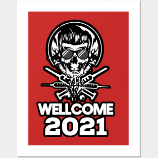 New Year skull Posters and Art